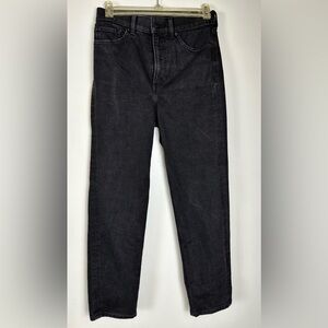 Express Super High Rise Mom Jeans Black Denim Size 0 Tapered Leg Vintage Fit